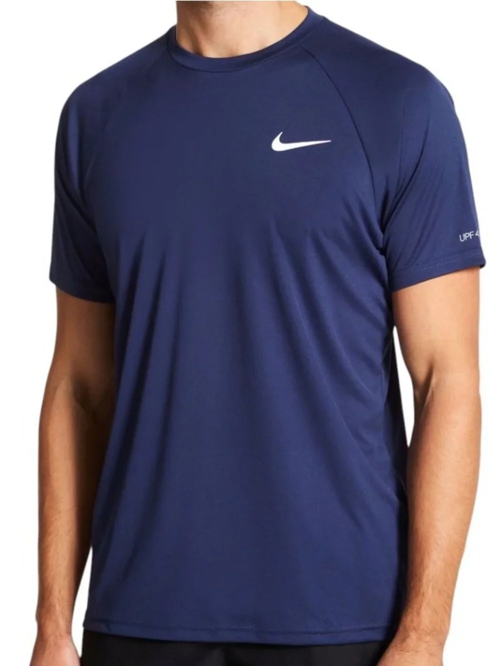 Nike Swim Navy Essential Short Sleeve Hydroguard NESSA586-440 Mens L NEW w/ Tags